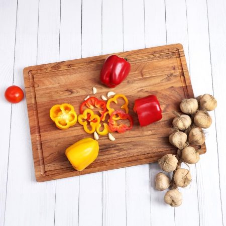 Large Natural  Wood Cutting Board [20”x14"x1"], Rectangular Chopping Board, Built-In Handles, Moisture-Resistant, Durable, Premium Solid Wood
